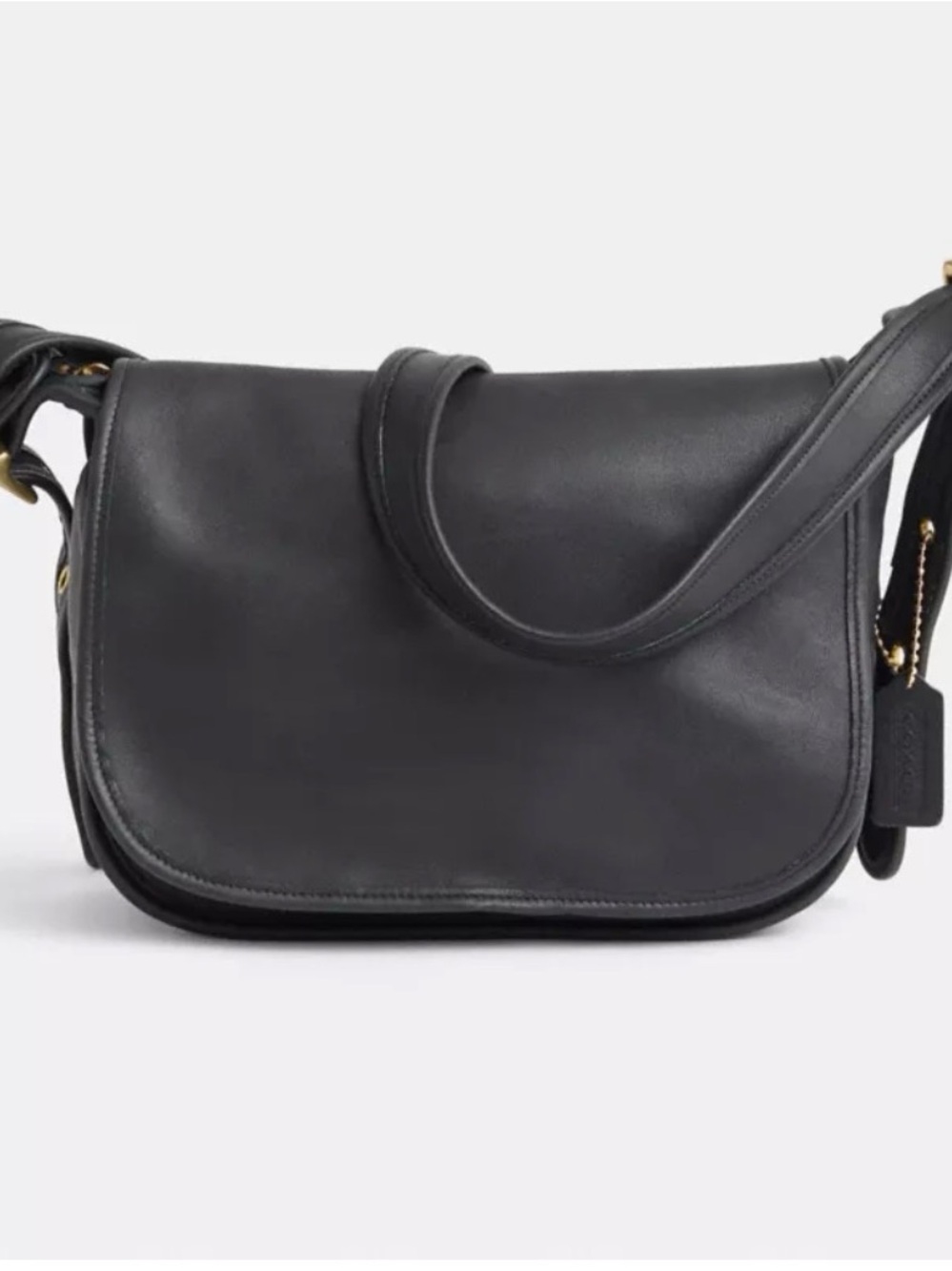Vintage Coach Patricia Black Leather Saddle Shoulder Bag